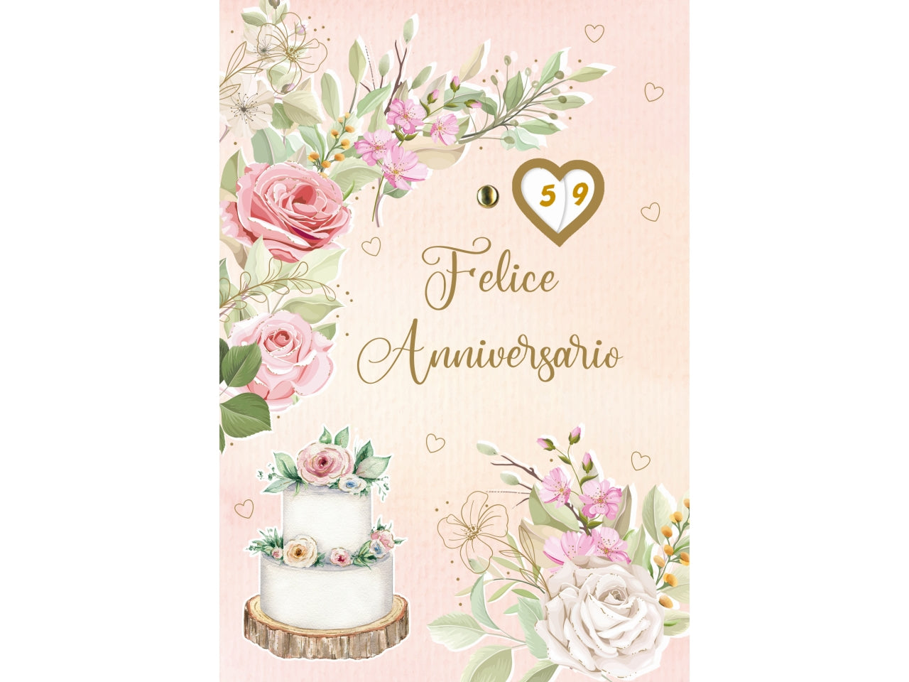 Biglietto felice anniversario doppia rotella 1-99