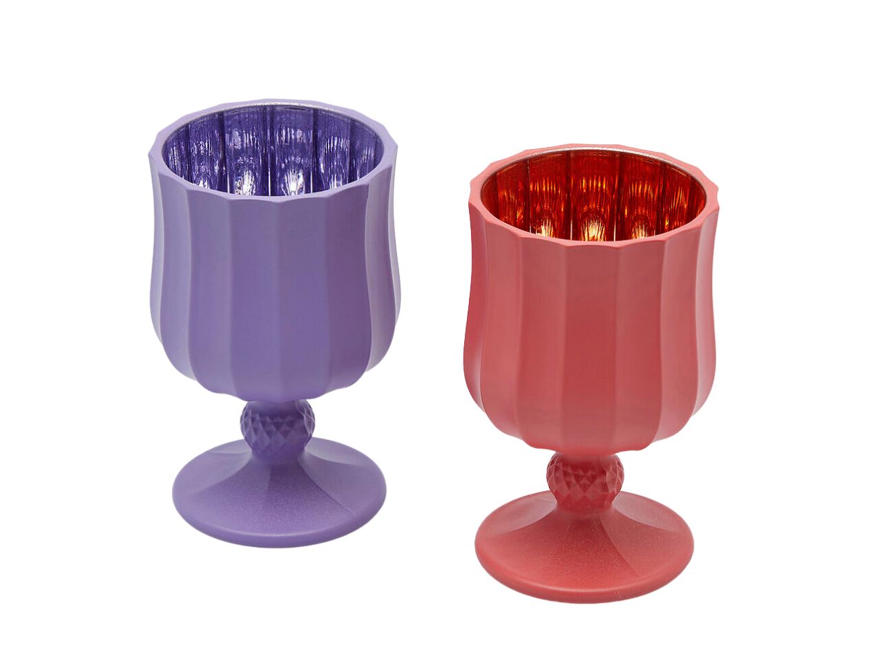 Portacandela satin calice h.11,6xd7cm nei colori viola o rosso