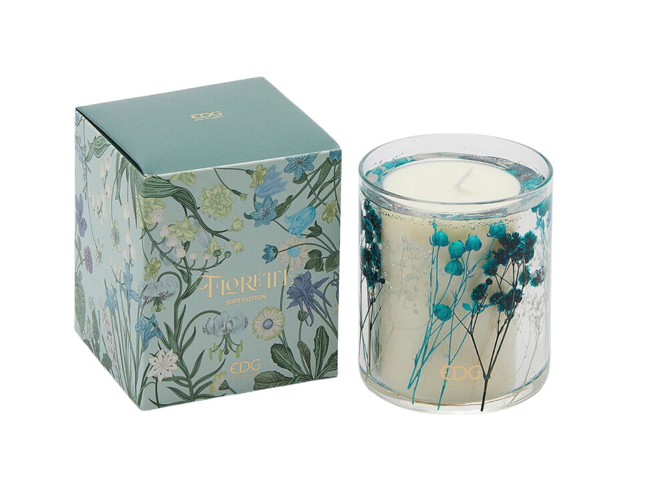 Candela florette h.9cm profumazione cotton