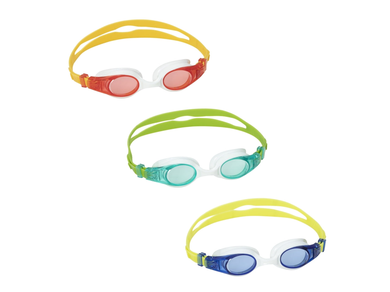 Occhialini lil' wave in silicone con lenti in polibicarbonato e protezione uv per bambini da 3-6 anni in colori assortiti $