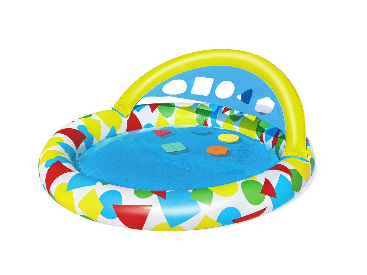 Piscina gioco splash & learn con 5 formine in eva 120x117x46cm