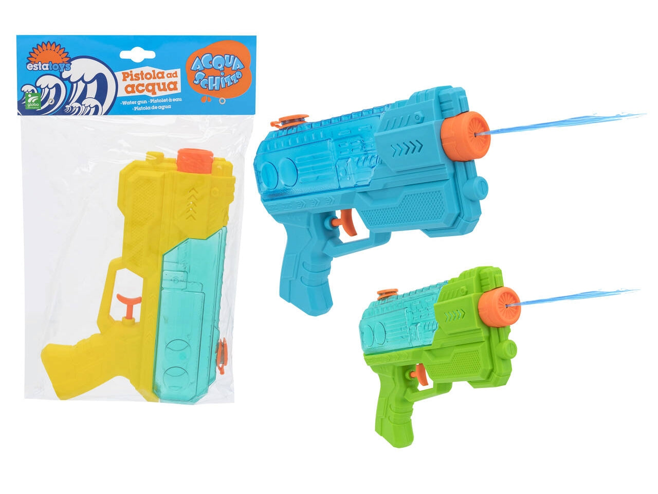 Pistola ad acqua trasparente 21cm 3 colori assortiti