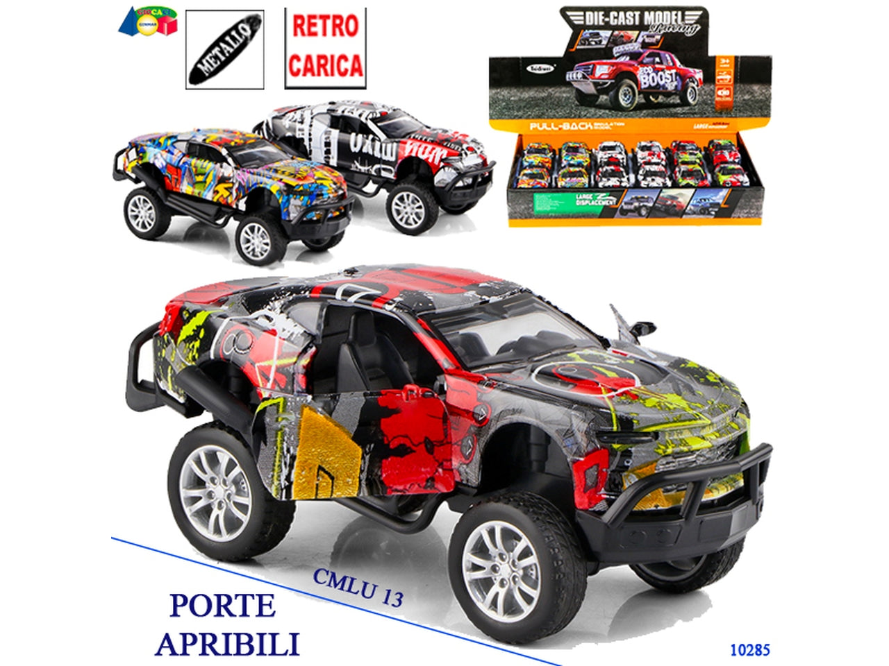 Fuoristrada con luci e suoni aerografato in metallo ass.