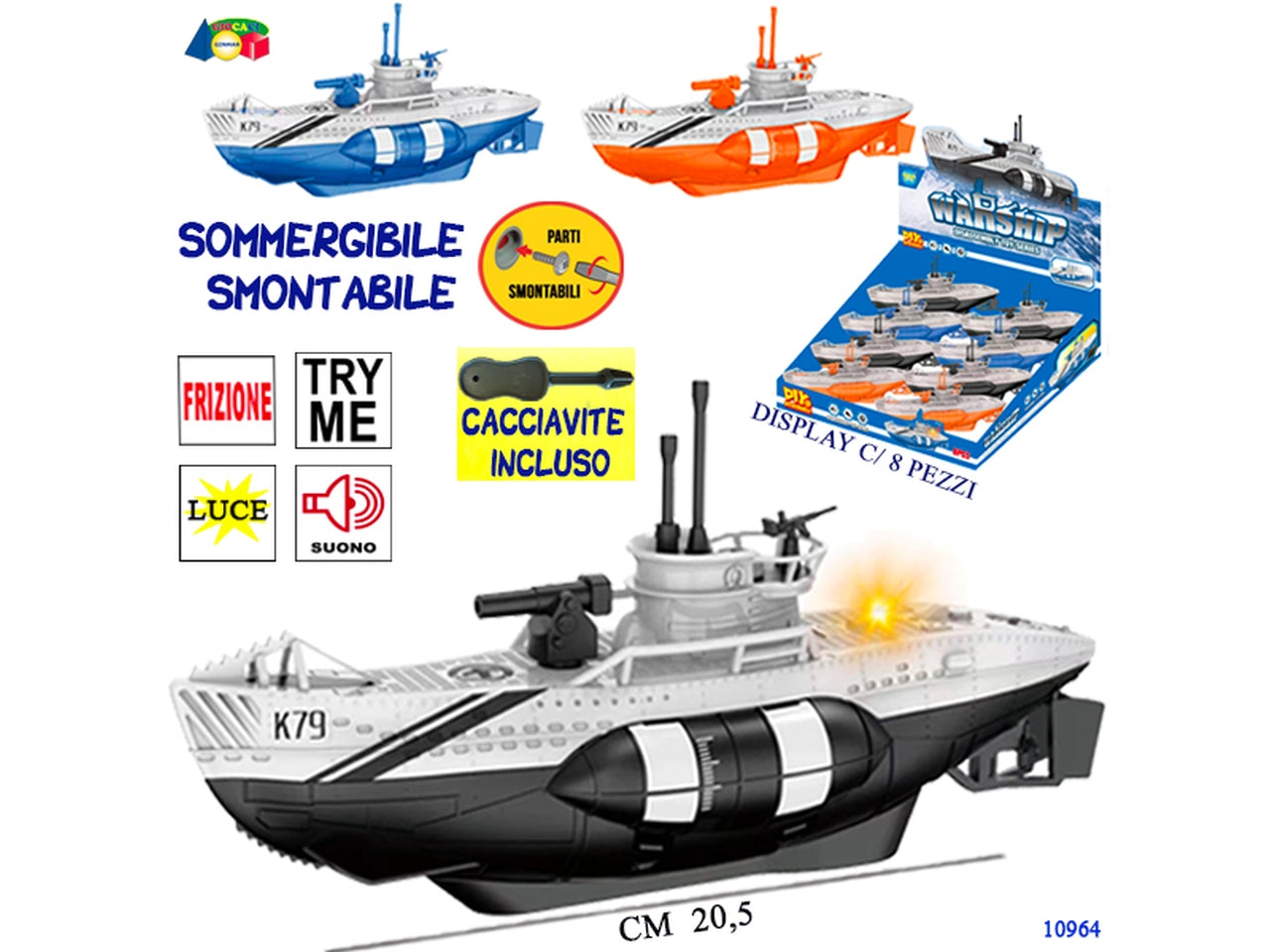 Sommergibile smontabile con luci e suoni