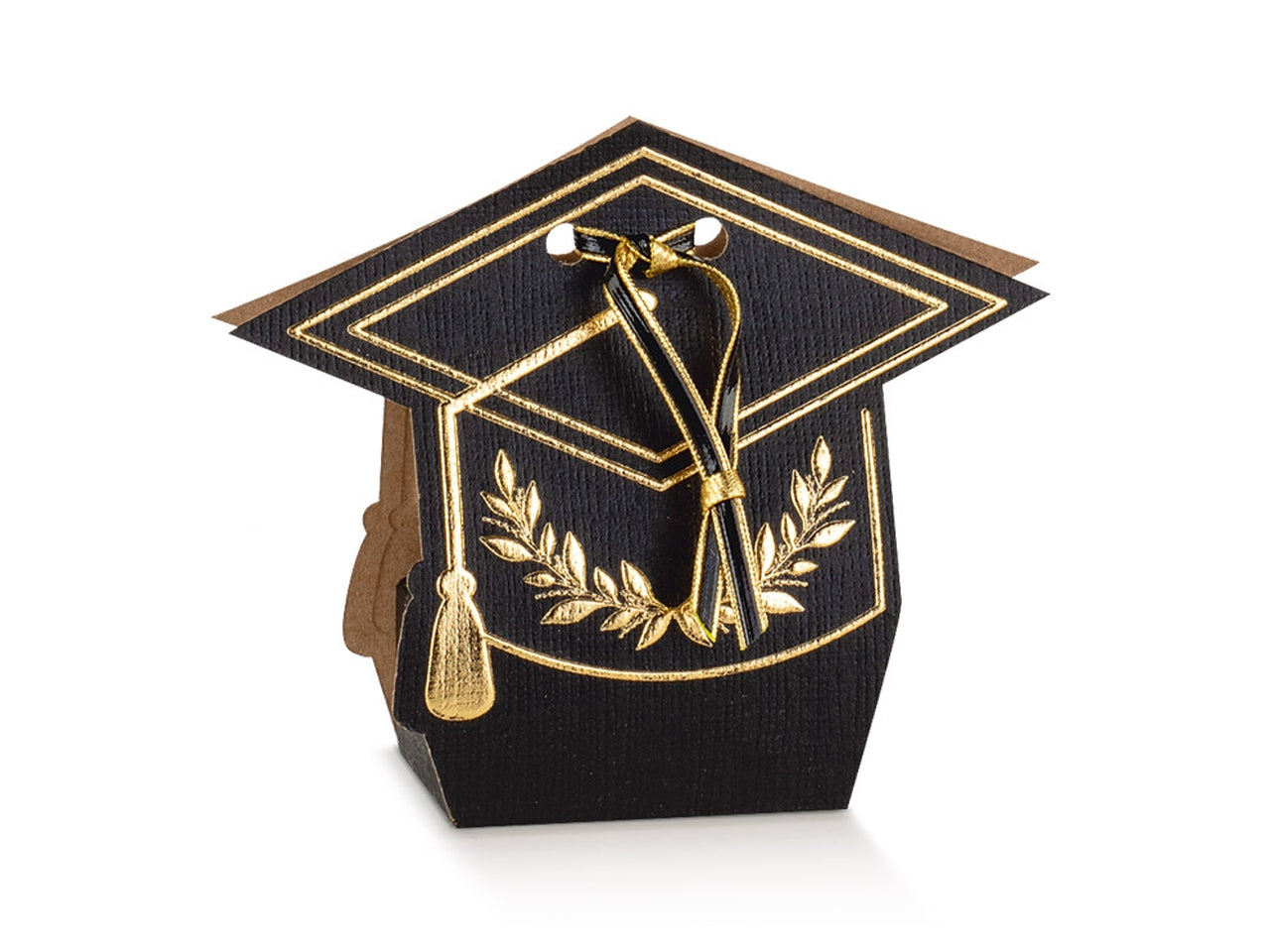 Scatola tocco alloro dorato linea nero 7x4x8,5cm