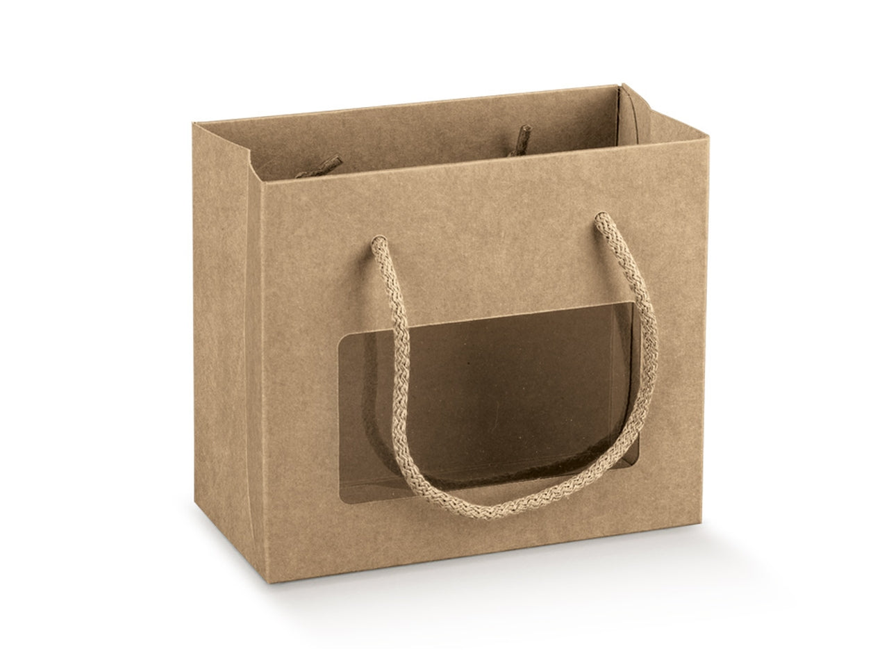 Shopper box avana con finestra in trasparente 16x8x14cm