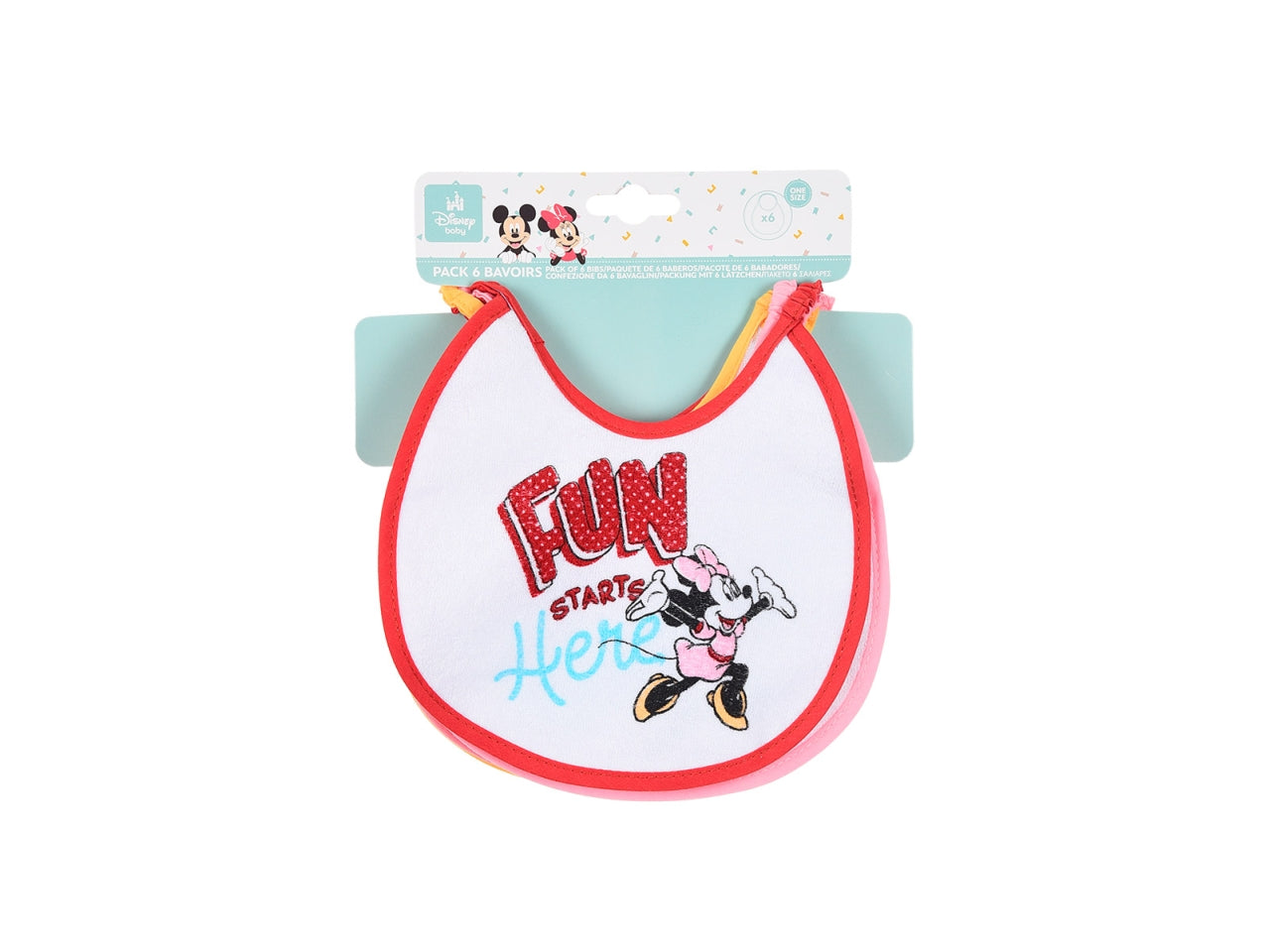 Minnie bavette 18x18cm confezione 6 pezzi assortite