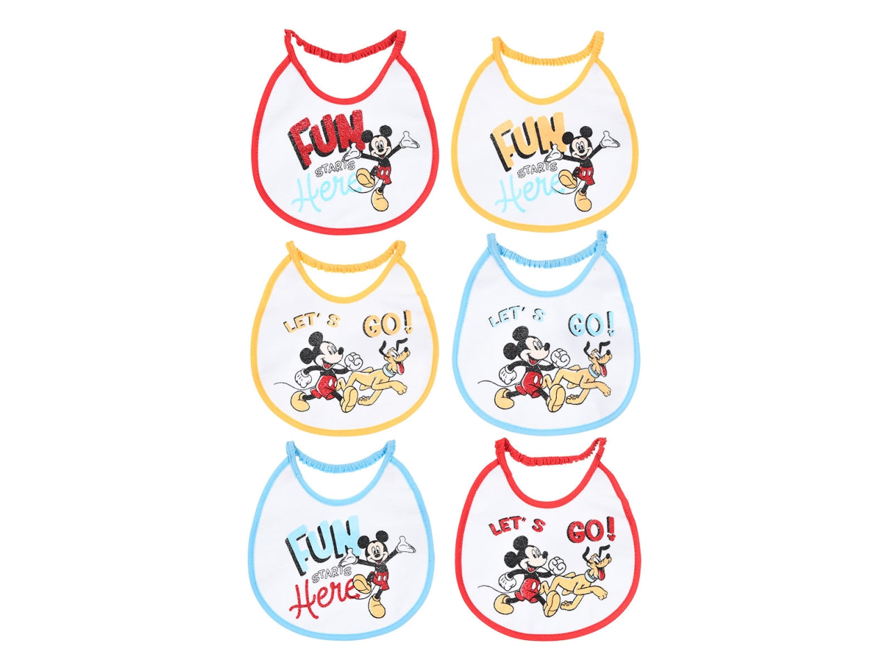 Mickey bavette 18x18cm confezione 6 pezzi assortite