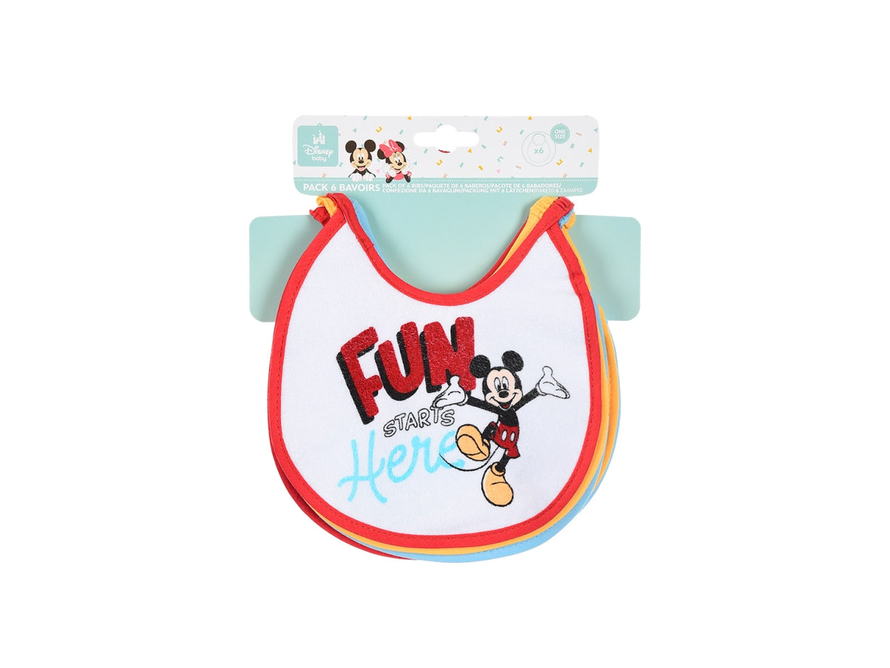 Mickey bavette 18x18cm confezione 6 pezzi assortite