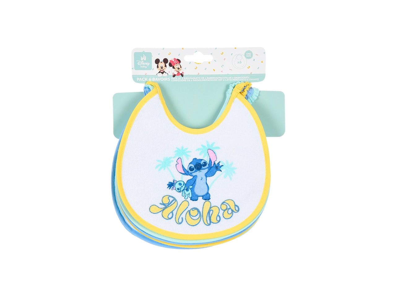 Lilo & stitch bavette 18x18cm confezione 6 pezzi assortite