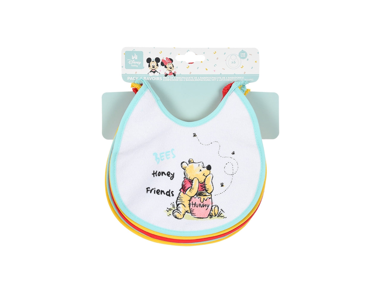 Winnie the pooh bavette 18x18cm confezione 6 pezzi assortite