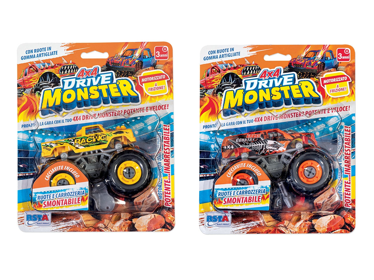 Auto 4x4 drive monster con frizione in colori assortiti