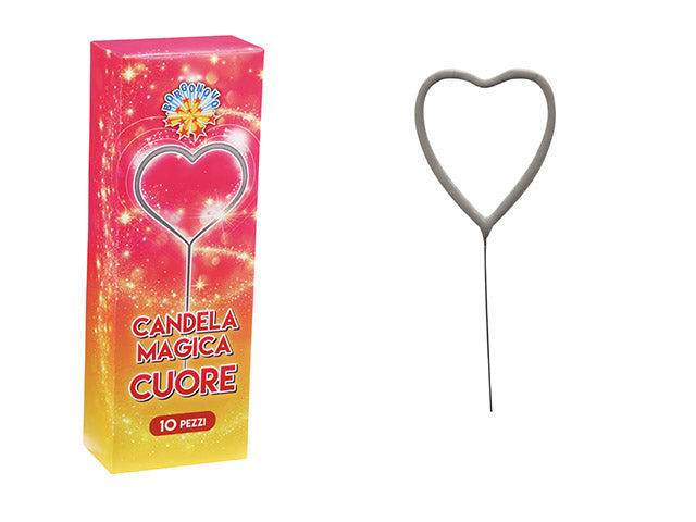 Candela magica cuore confezione da 10 pezzi