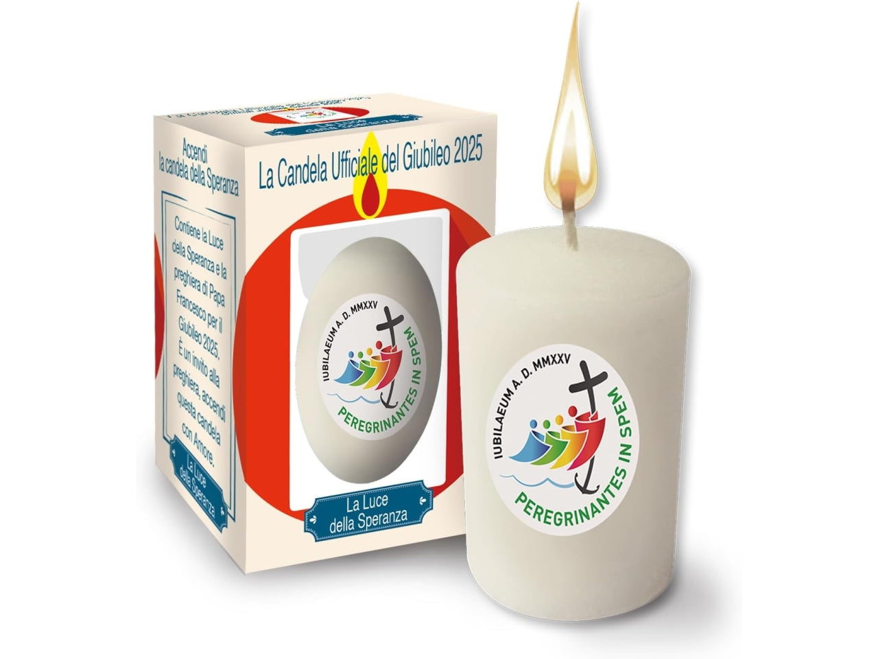 Cero 40x7cm candela giubileo 2025 in astuccio