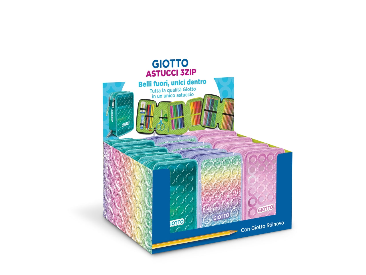Astuccio 3 zip giotto smart shiny collezione smart con pastelli stilnovo