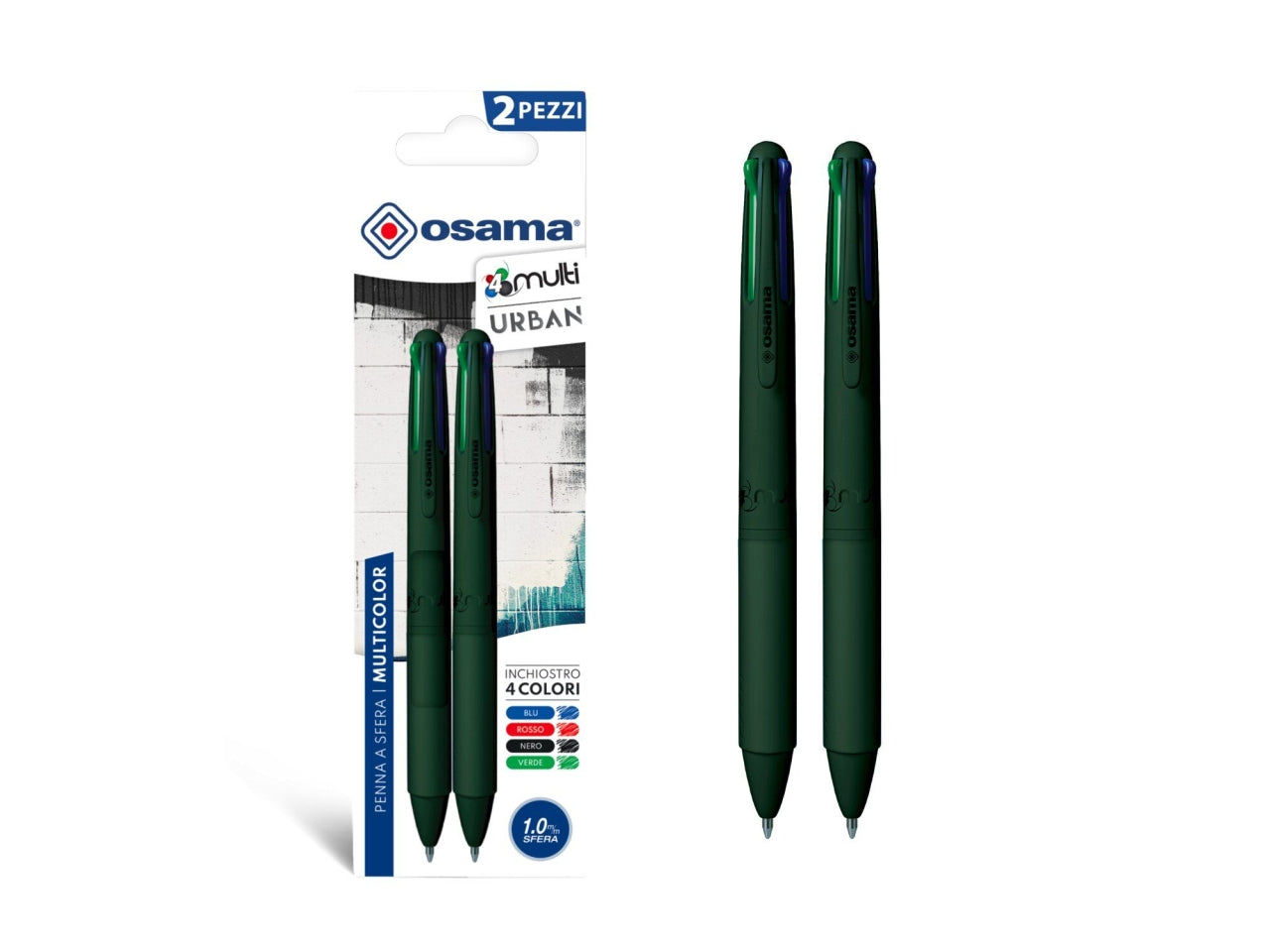 Penne sfera 4 colori urban forest green 4multi blister 2 pezzi