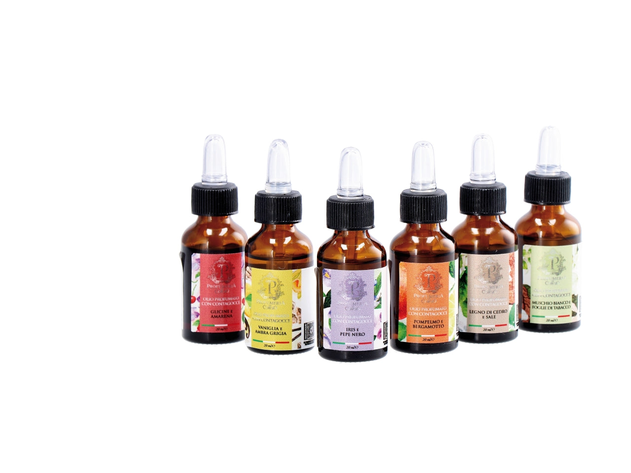 Olio essenziale con contagoccie 20ml in 6 fraganze assortite