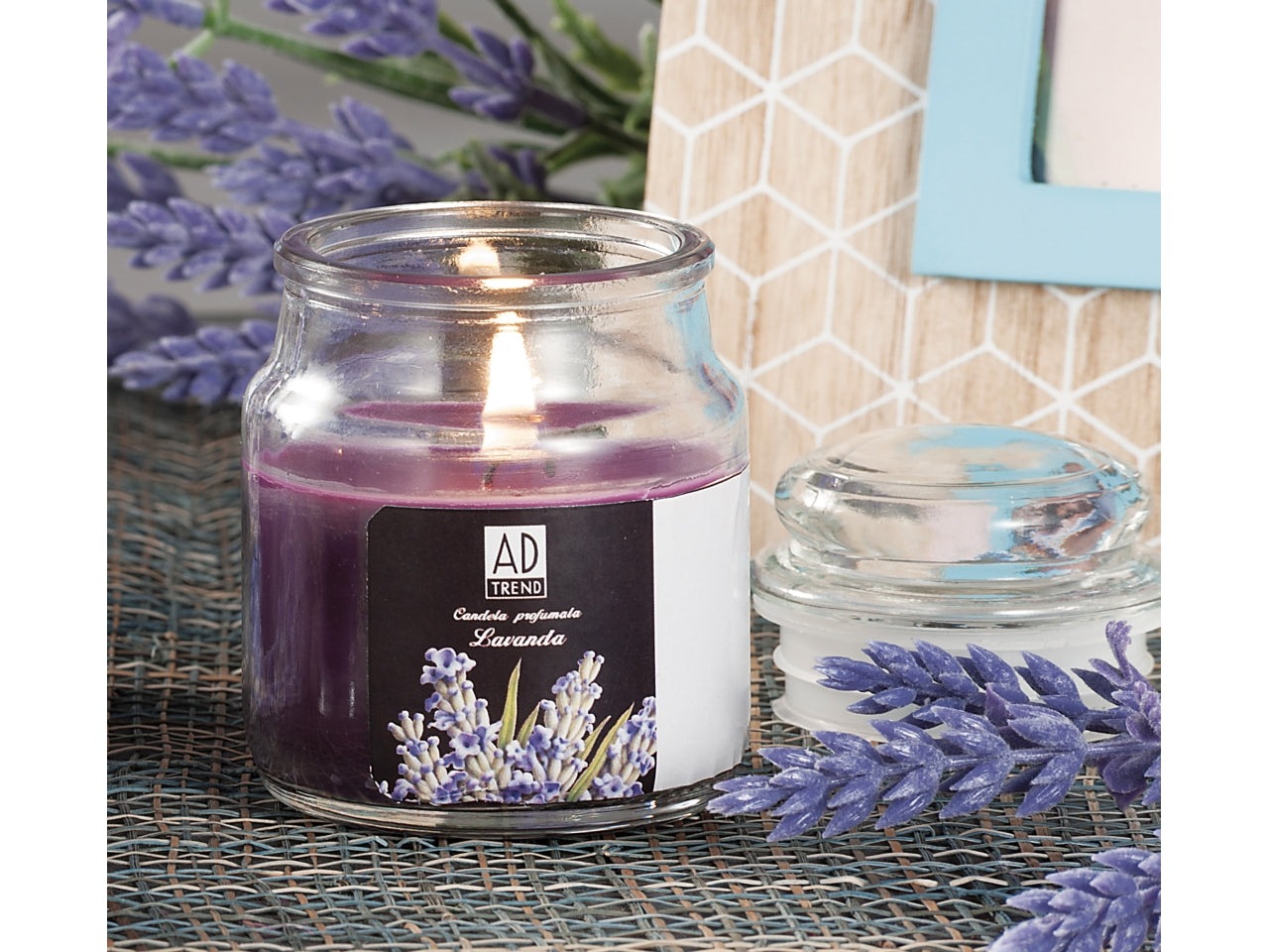 Candela profumatore in barattolo di vetro d.5x8h.cm in 6 fraganze assortite