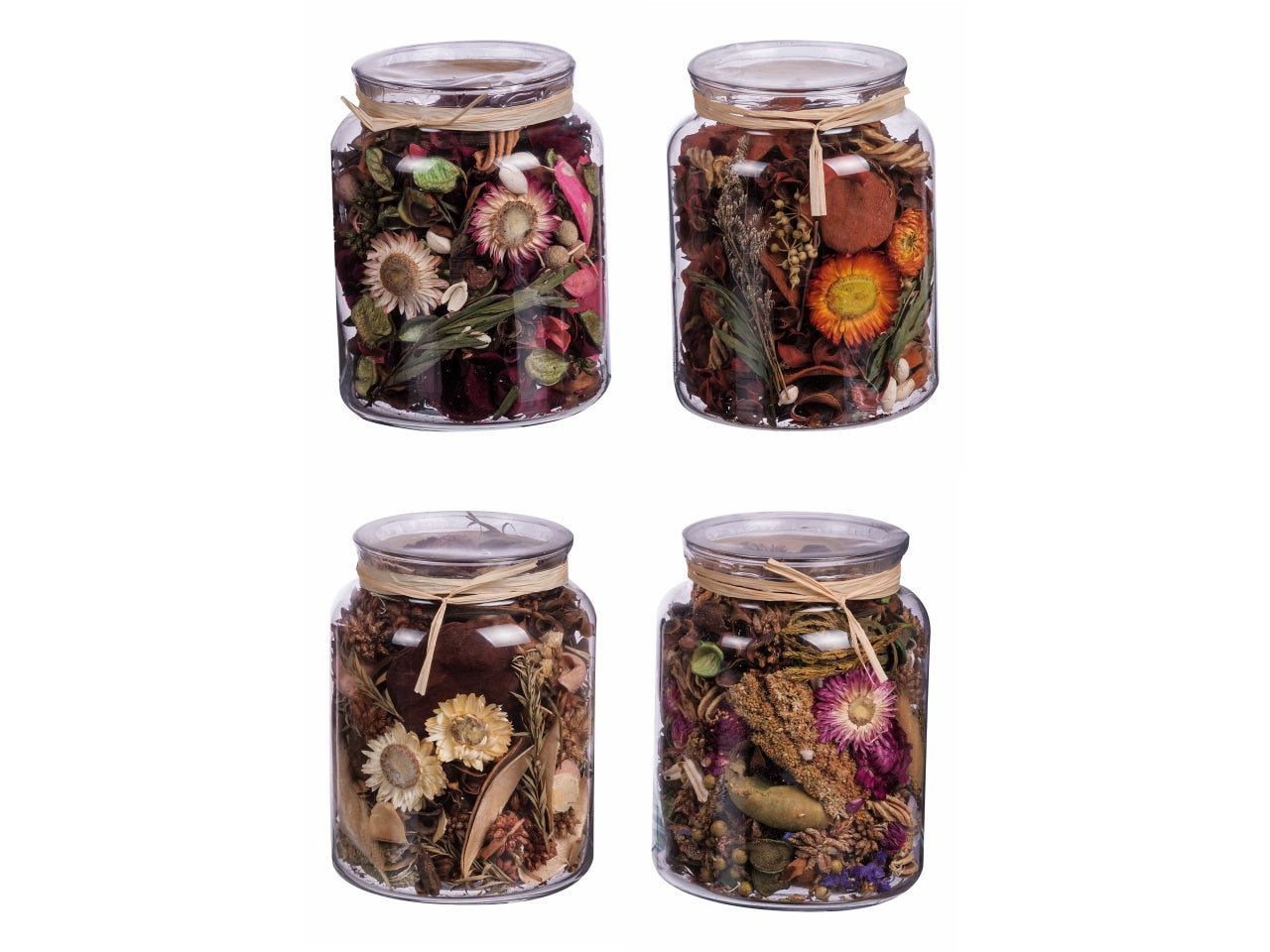 Potpourri in barattolo 450gr d.13xh.16cm in 4 fraganze assortite