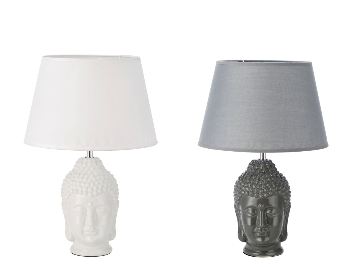 Lampada ceramica buddha 12x13xh.42cm in 2 colori assortiti