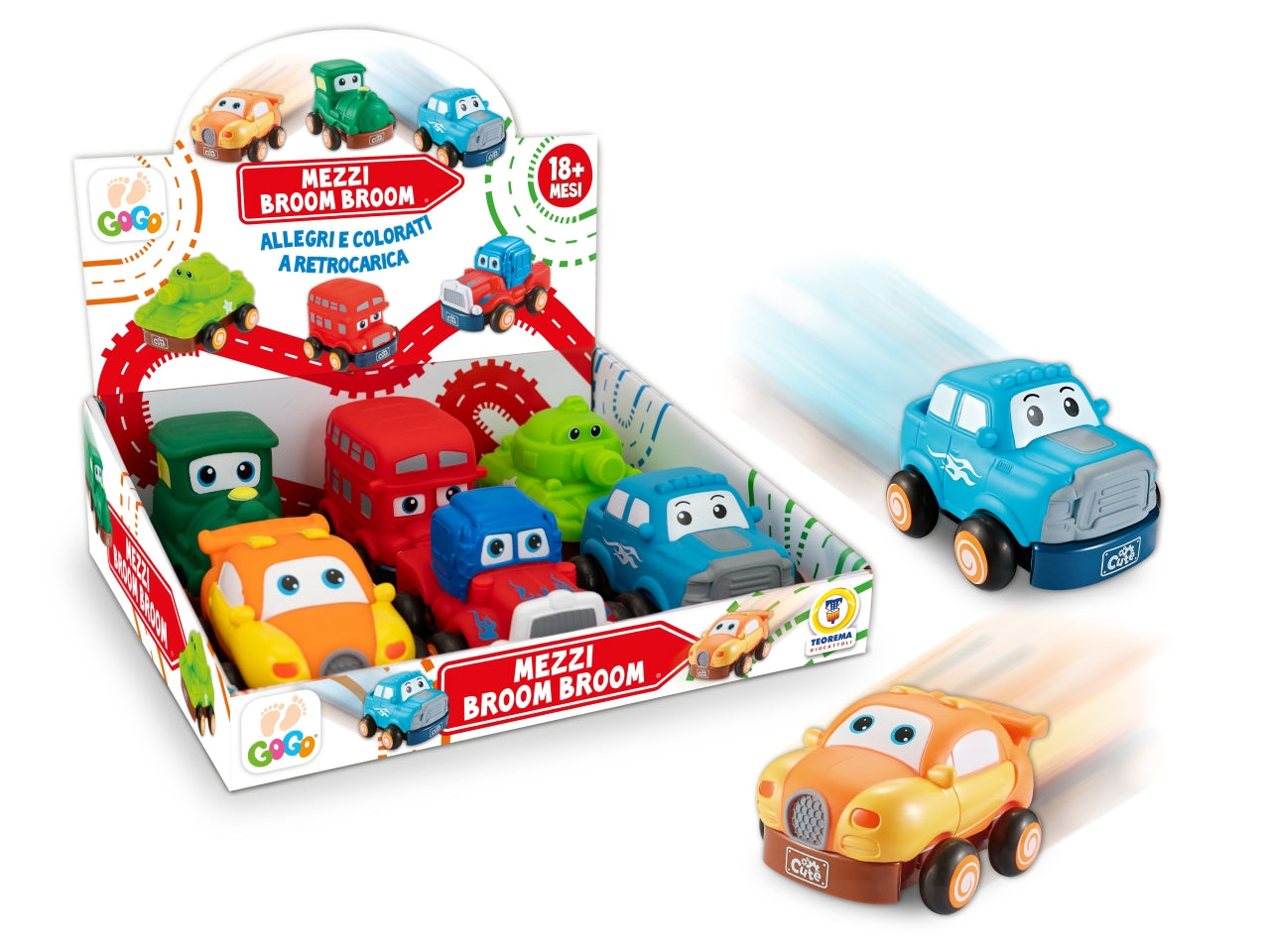 Gogo - mezzi funny morbidi 6 modelli assortiti a frizione
