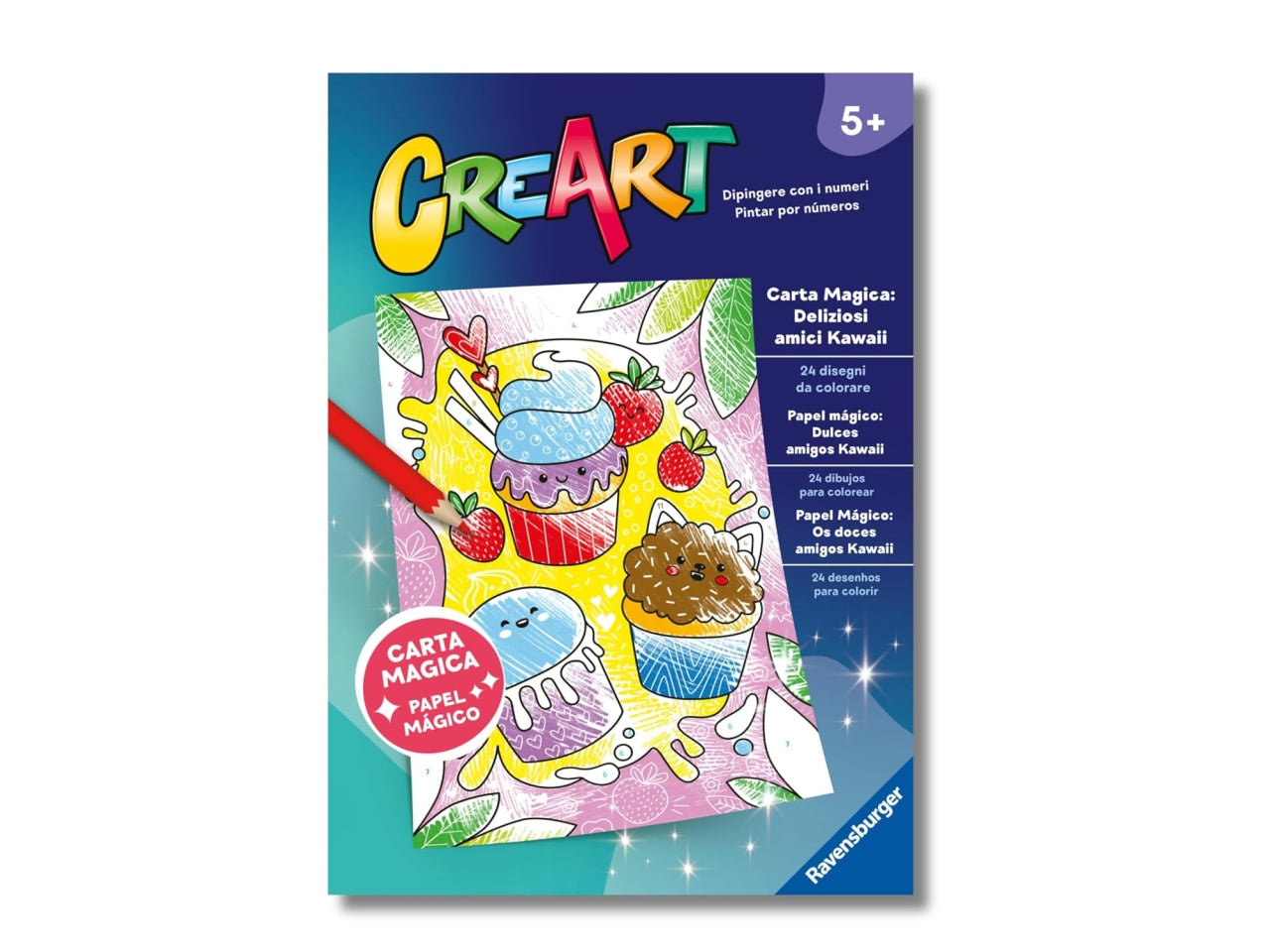 Creart album da colorare 5+ - carta magica: deliziosi amici kawaii