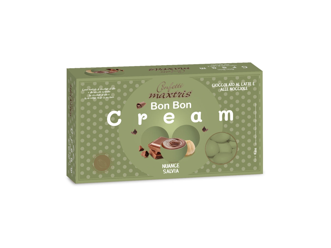 Confetti bon bon cream nuance salvia ripieni di crema nocciola