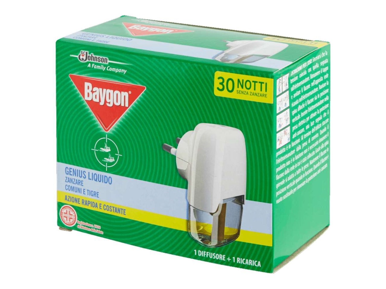 Baygon genius elettrico liquido zanzare comuni e tigre base+ricarica 30notti $