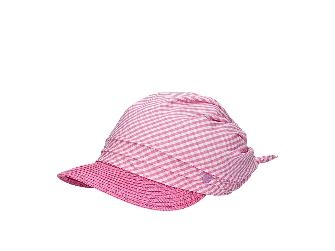 Cappello bimba con visiera in carta intrecciata e bandana a fantasia fuxia taglia unica