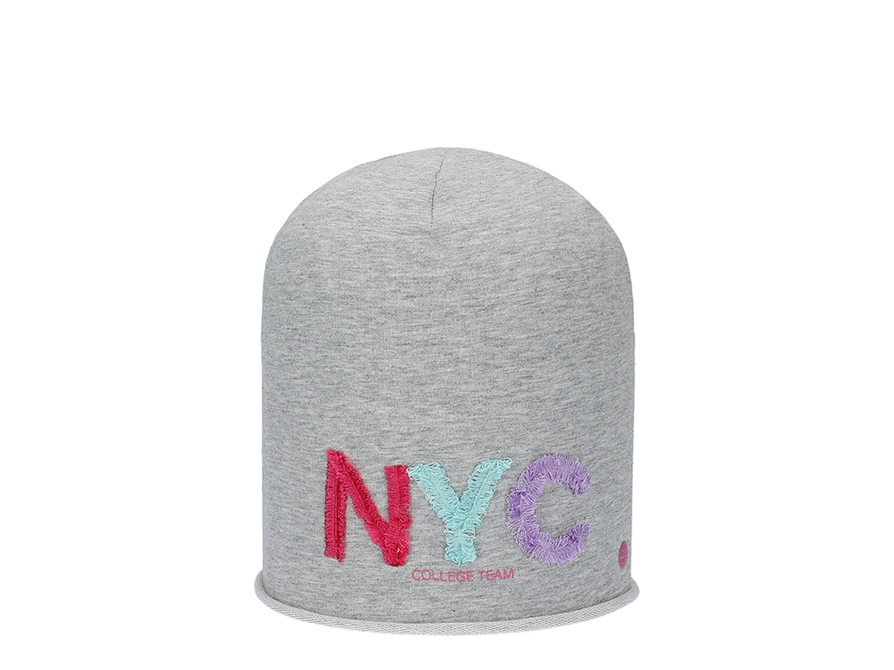Berretto con ricamo nyc frange taglia unica grigio chiaro