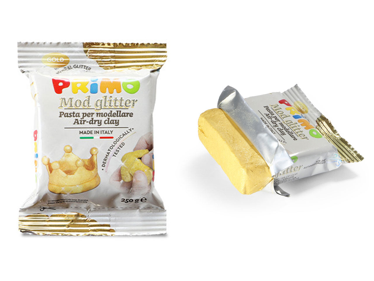 Primo mod glitter pasta da modellare 250g oro
