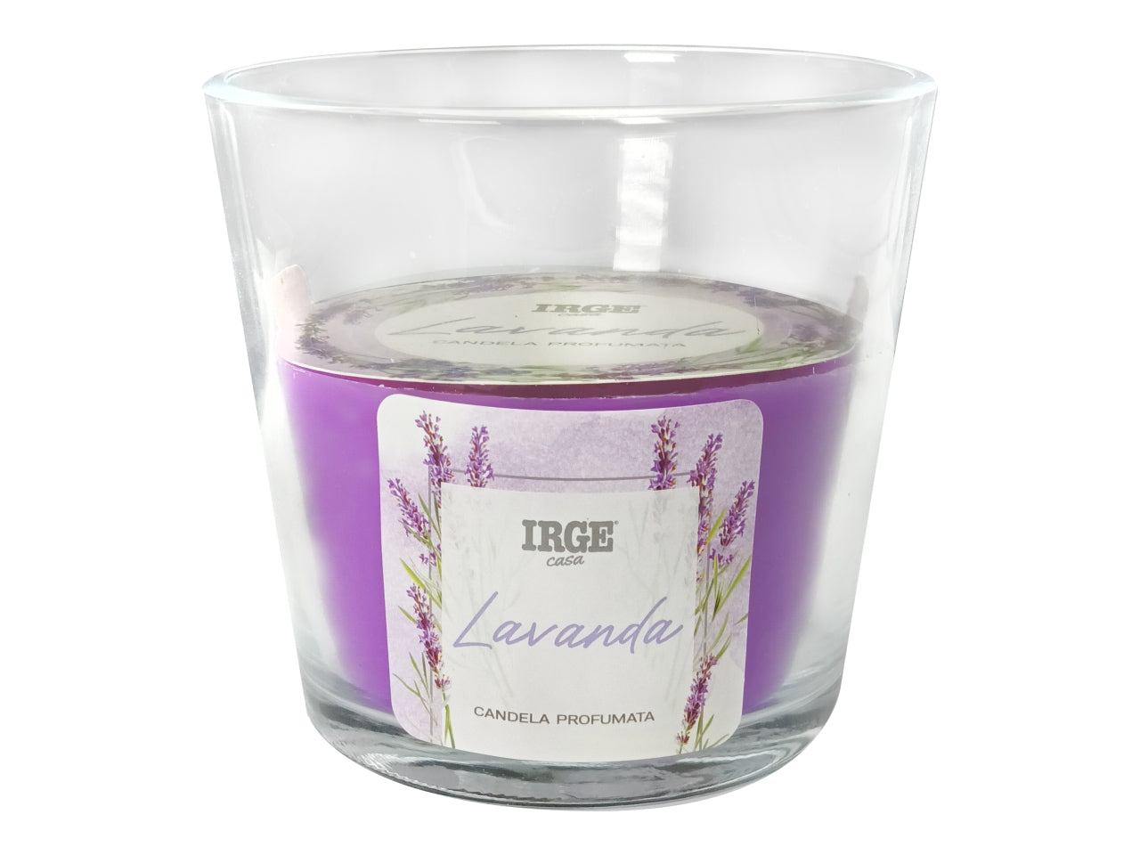 Candela bicchiere in vetro 460g 13xh12cm profumazione lavanda