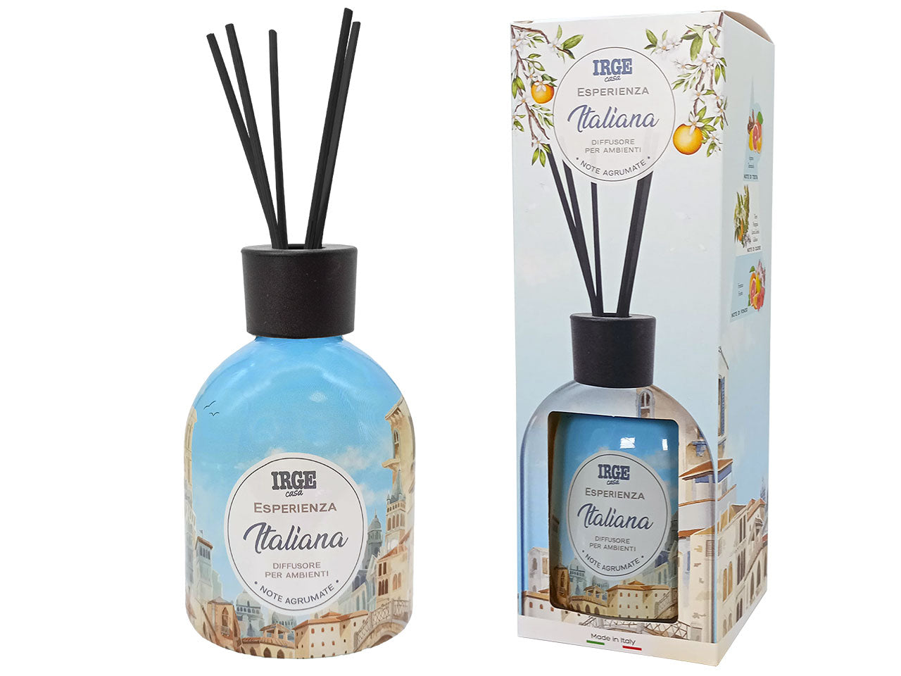 Diffusore di essenza con bottiglia decorata 500ml profumazione esperienza italiana