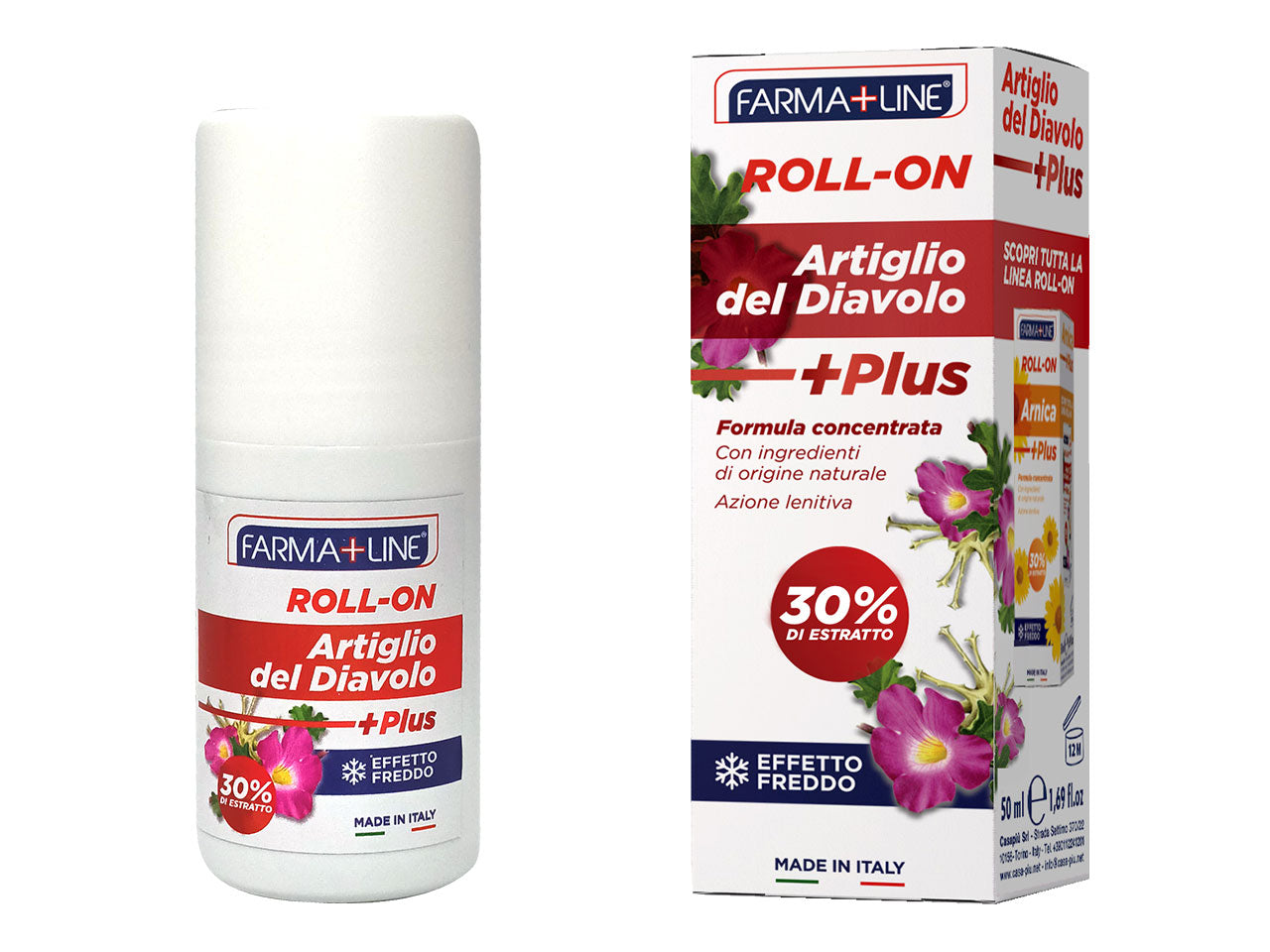Roll-on artiglio del diavolo plus farmaline formula concentrata effetto freddo 50ml