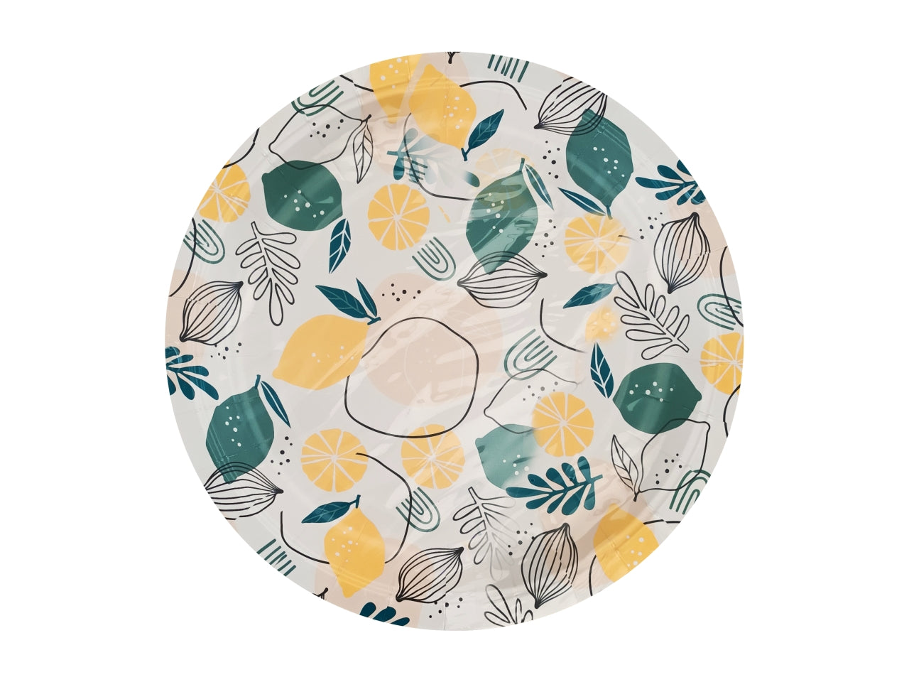 Piatti piani in carta confezione 8 pezzi fantasia limoni