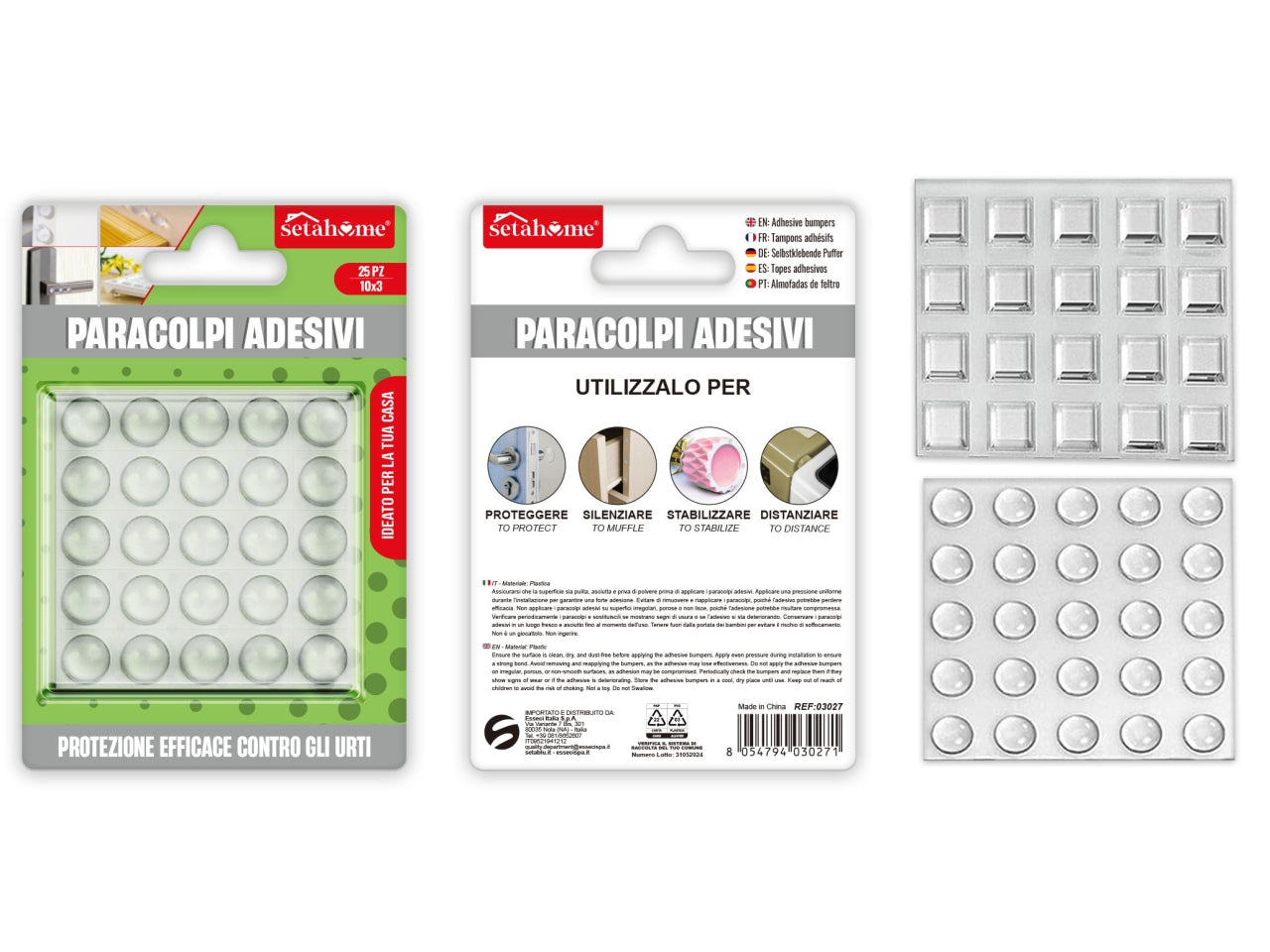 Paracolpi adesivi rotondi 10x3mm confezione da 25 paracolpi