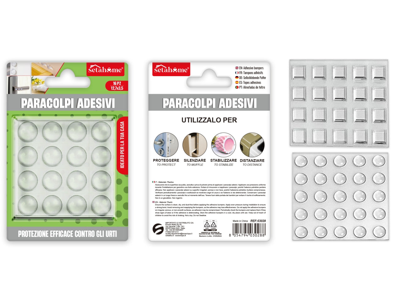 Paracolpi adesivi rotondi 12,7x3,5m confezione da 16 paracolpi