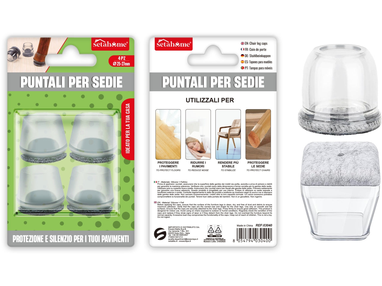 Puntali per sedie rotondi 25-27mm confezione da 4 puntali