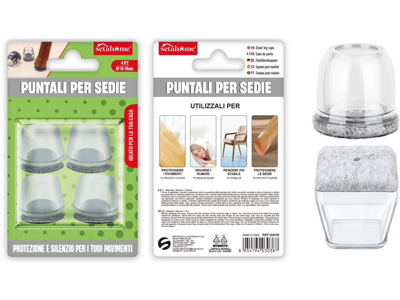 Puntali per sedie rotondi 16-18mm confezione da 4 puntali