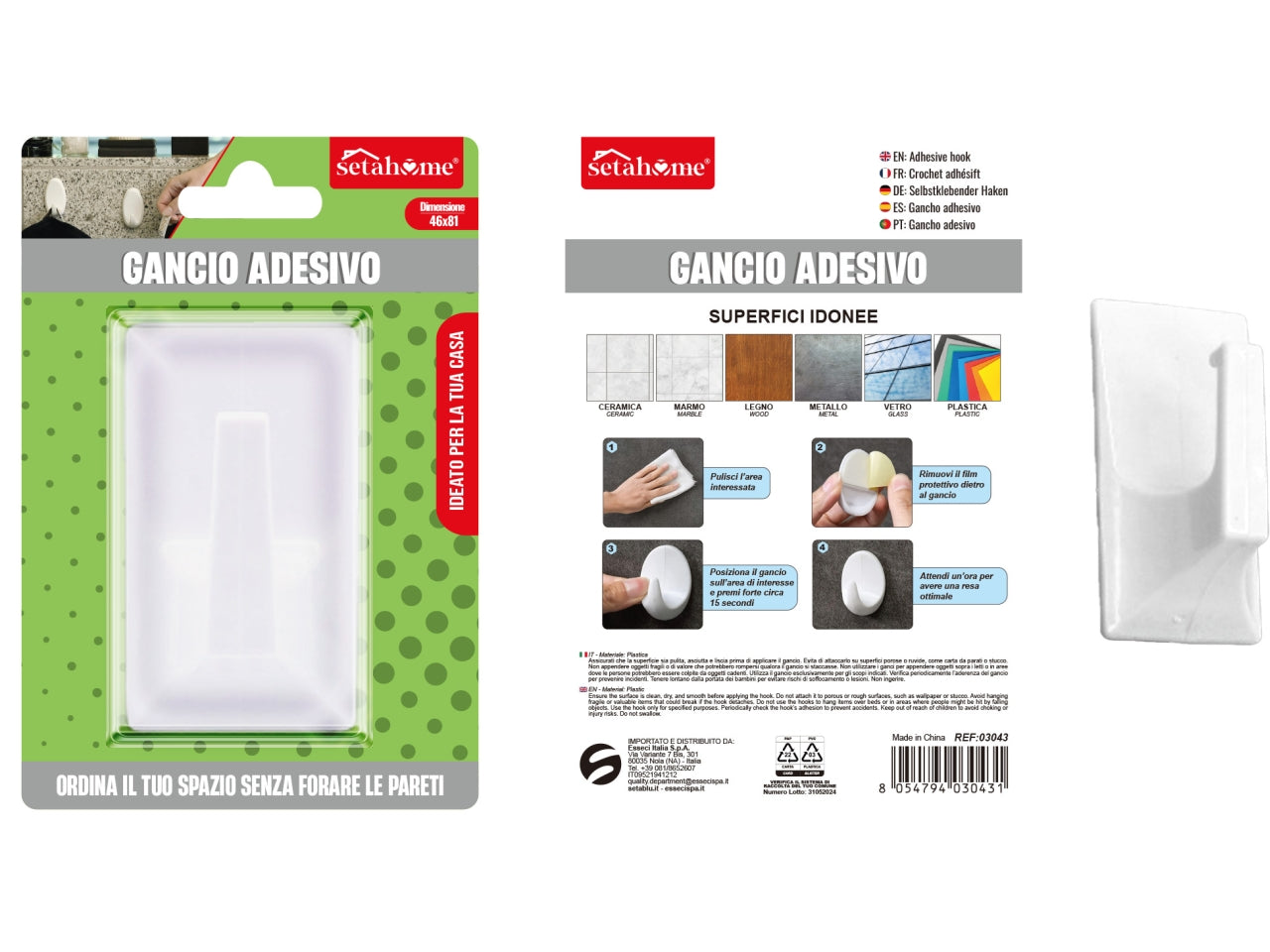 Gancio adesivo 46x81mm