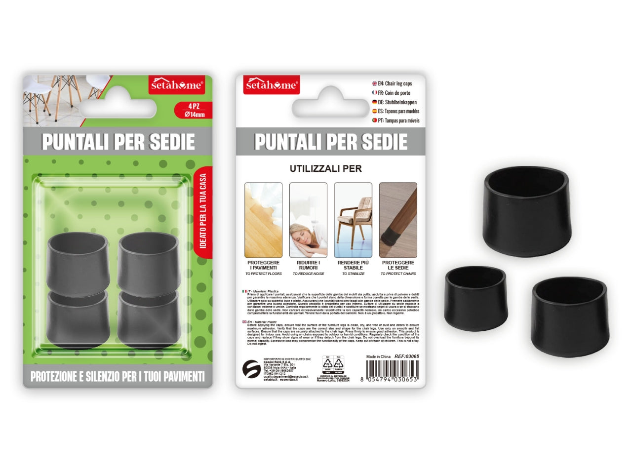 Puntali per sedie rotondi d.14mm confezione da 4 puntali