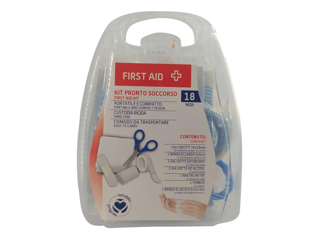 Kit primo soccorso con 18 accessori