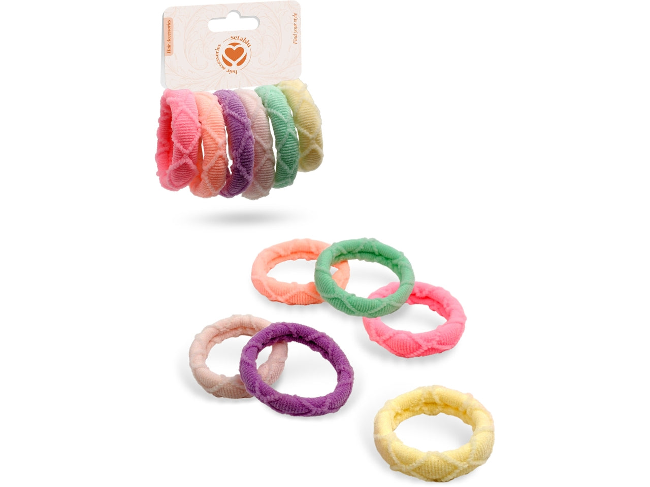 Elastico per capelli in vari colori confezione da 6 elastici