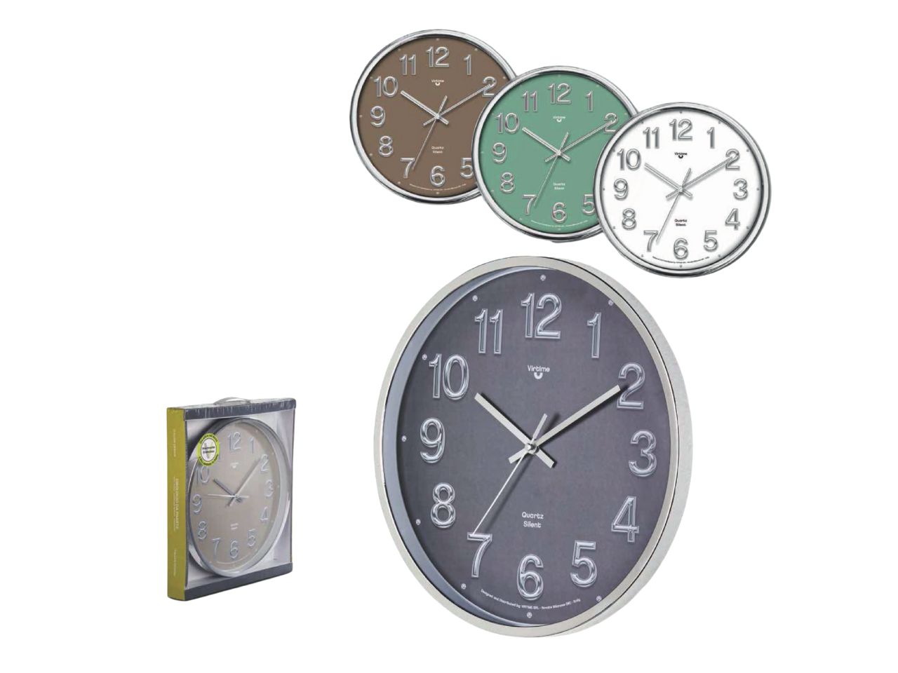 Orologio da parete abs d.30,5cm movimento sweep - chrome quadrante 4 colori assortiti