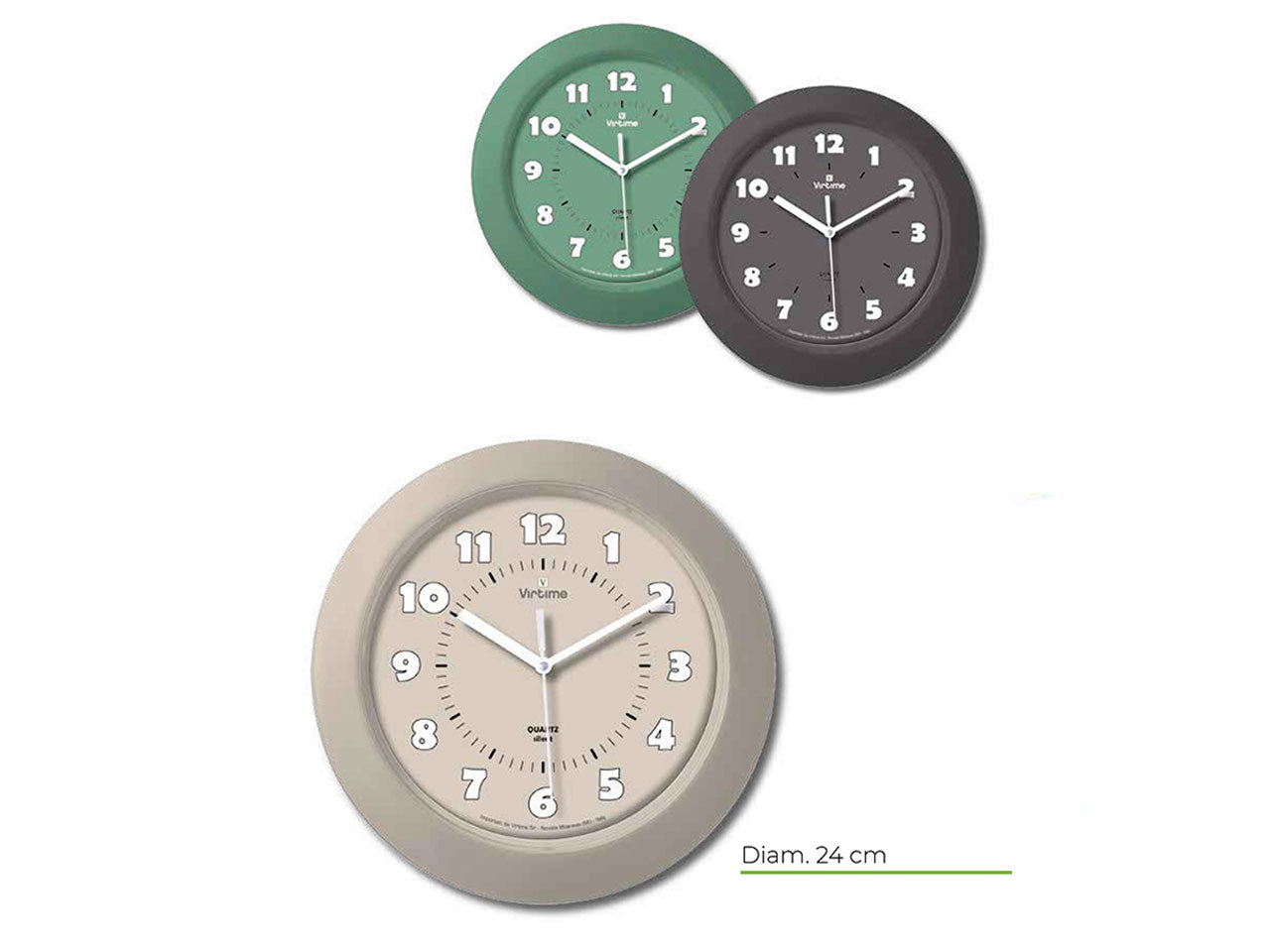 Orologio da parete abs d.23,7cm movimento sweep 3 design assortiti