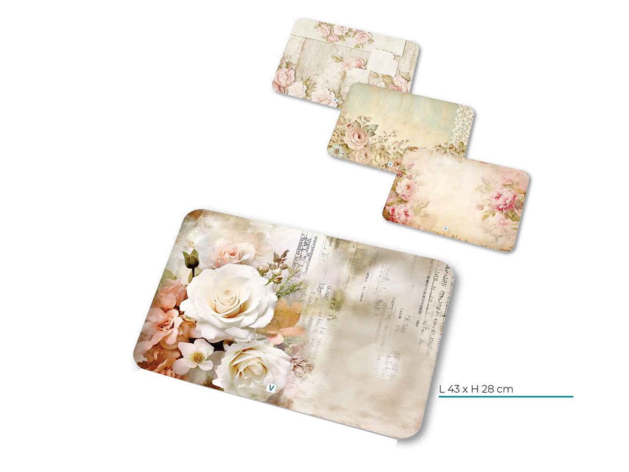 Tovaglietta americana 43x28cm shabby 2 - 4 colori assortiti