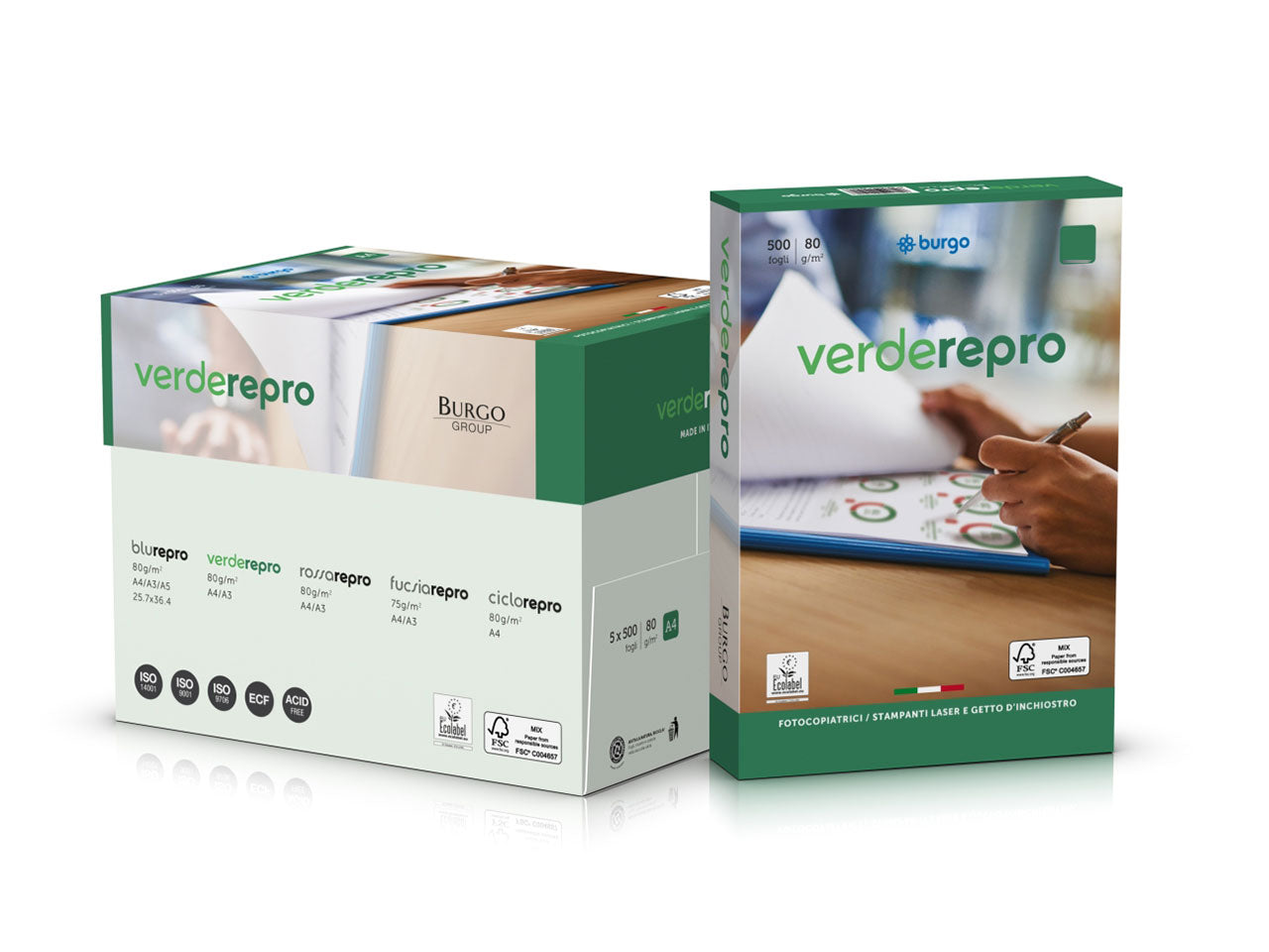 Risma carta repro verde a3 29,7x42cm 500fogli 80g