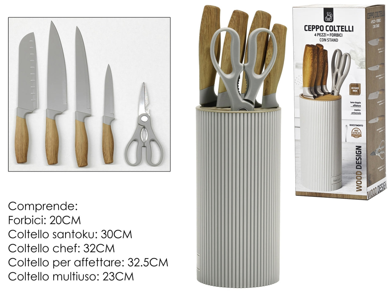 Ceppo coltelli composto da 5pz con stand