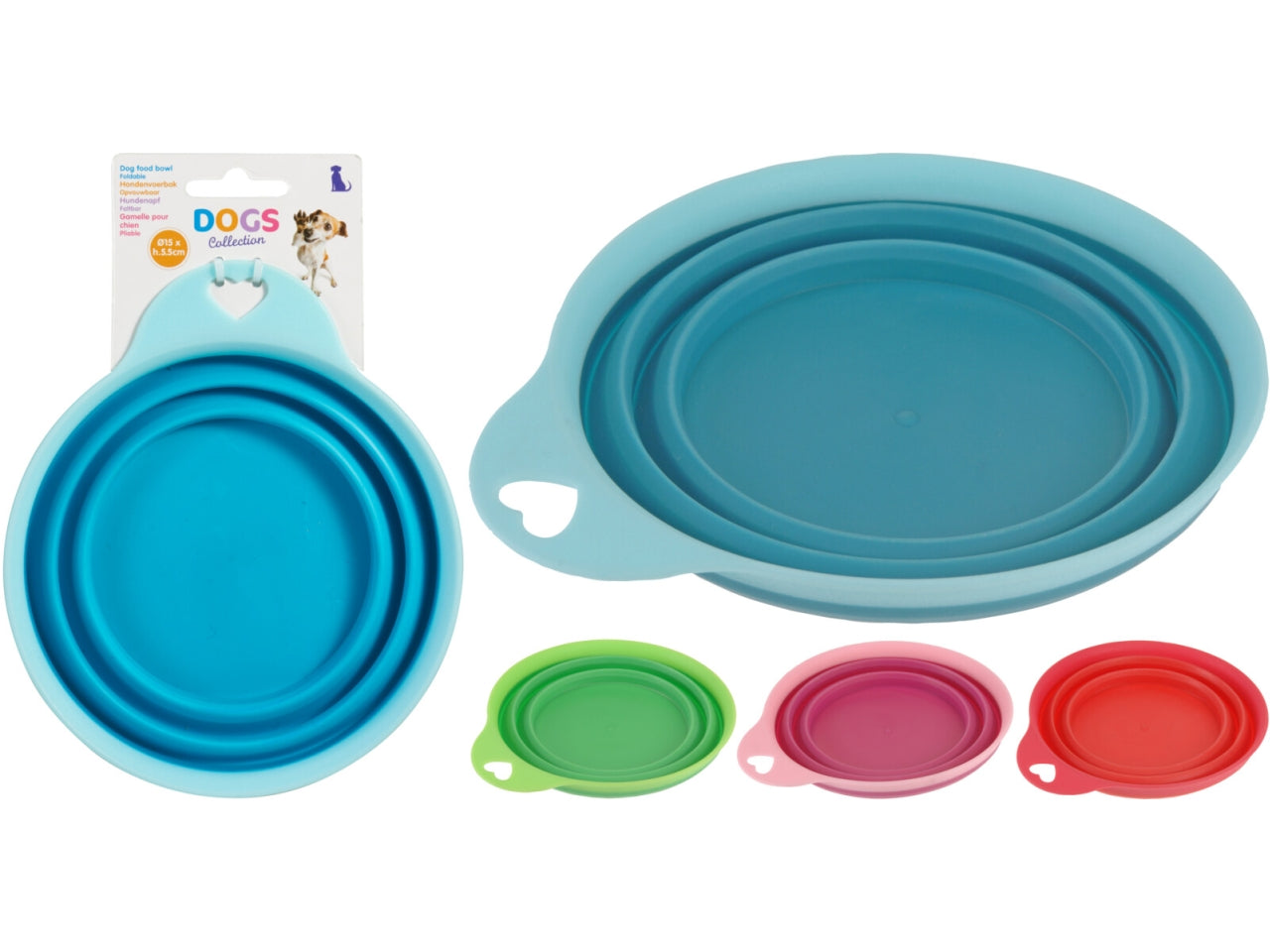 Ciotola cani in plastica e tpe 15cm in colori assortiti