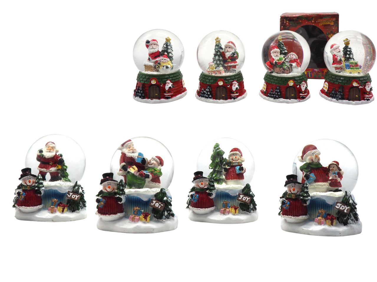 Ampolla con babbo natale/pupazzo di neve 6,5cm. 4 modelli assortiti